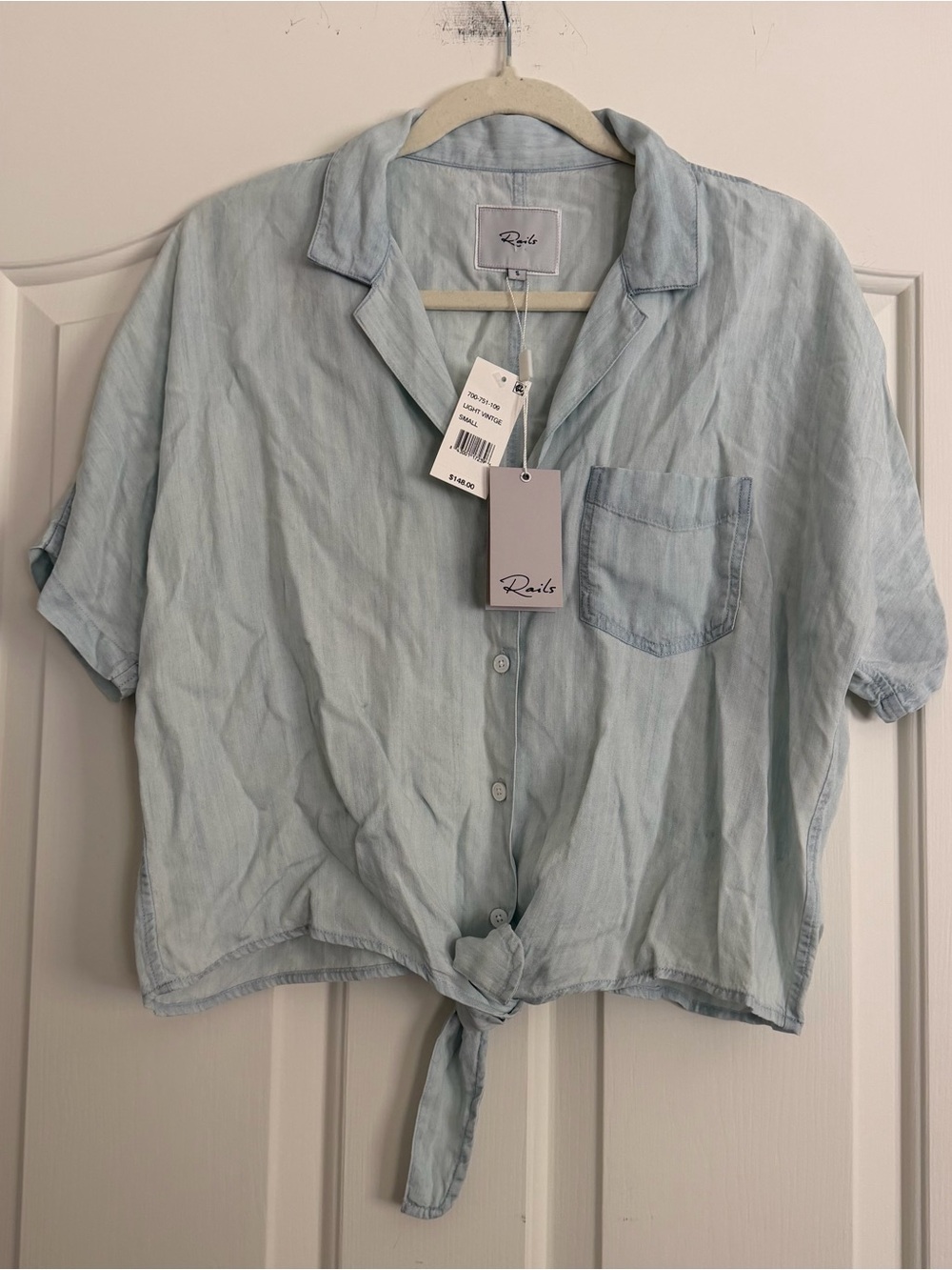 Rails Light Vintage Tie Front Shirt NWT Size S $148